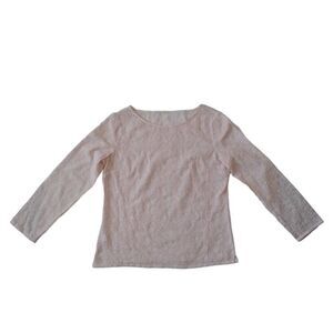 Ann Taylor LOFT Light Pink Sheer Embroidered Lace Long Sleeve Blouse Women's M/L